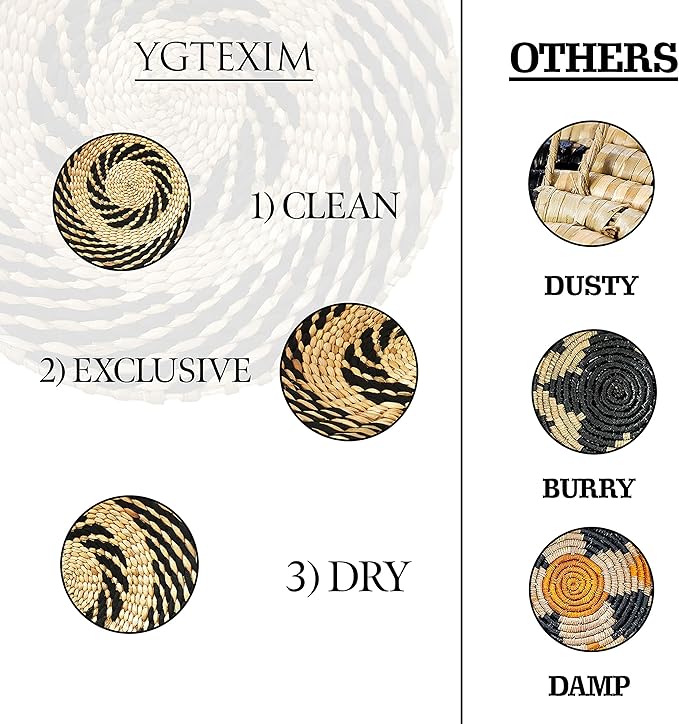 Woven Wall Basket Decor - Woven Bowls Trays Hanging Baskets Indoor Bowl For Home Wall Art.Rustic Durable Structured Boho Decorations. Different Solo Gift Products
