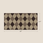 2x4 Easy Jute Diamond Entryway Rug - Plaid Rug for Patio Kitchen Bedroom Home Office, Woven Low Pile Washable Beige Black Geometric Front Door Décor