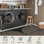 Lahome Enfys Modern Rainbow Round Rug 4ft, Circular Indoor Outdoor Kitchen Rug Washable Farmhouse Carpet, Contemporary Non Slip Round Door Mat for Bedroom Front Porch
