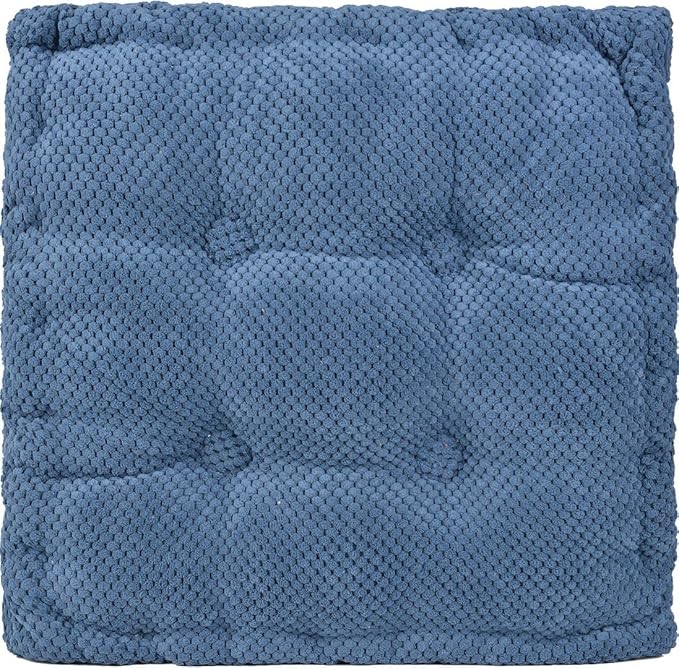 ChezMax Floor Pillow & Cushion, Large Meditation Chair Cushions, Thick Square Seat Pad, Soft Velvet Tufted Seating Pouf for Indoor/Outdoor Yoga Bench Rocking Chair Room Tatami Sofa, Navy Blue 20"x20"
