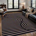 Tangsoo Easy Jute 4x6 Washable Rug for Outdoor Patio,Non-Slip Black Area Rug Thin Indoor Outdoor Carpet,Boho Farmhouse Throw Mat for Front Porch Bedroom Foyer