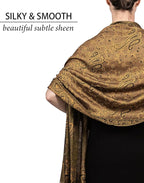 Achillea Reversible Paisley Pashmina Rave Scarf – Exotic Indian Shawls and Wraps for Evening Dresses, Festivals, All Seasons