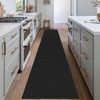 EARTHALL Woven Runner Rug 2x12 Ft Washable Runners for Hallways Extra Long Cotton Non Slip Rubber Backed Kitchen Runner Braided Indoor Floor Carpet for Entryway, Hall, Kitchen, Black/Grey