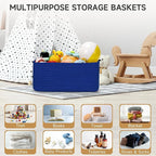 3-Pack Storage Baskets for Organizing | Woven Shelf Toy Basket | Rope Baskets for Gifts Empty | Closet Organizer Bins with Handles | Cube Decorative Box | 13.7×7.1×6.7” | Klein Blue