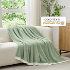 Snuggle Sac Ultra Soft Throw Blanket for Couch Bed Sofa 50x60 inches, Reversible Sage Green Blanket Microfiber Fluffy Fuzzy Cozy Knit Throws for Women Mothers Birthday Gifts