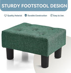 Poofzy Small Foot Stool Ottoman, Linen Ottoman Foot Rest with Legs, Rectangle Foot Rest for Couch, Footstools and Ottomans Small for Living Room and Entryway (Green)