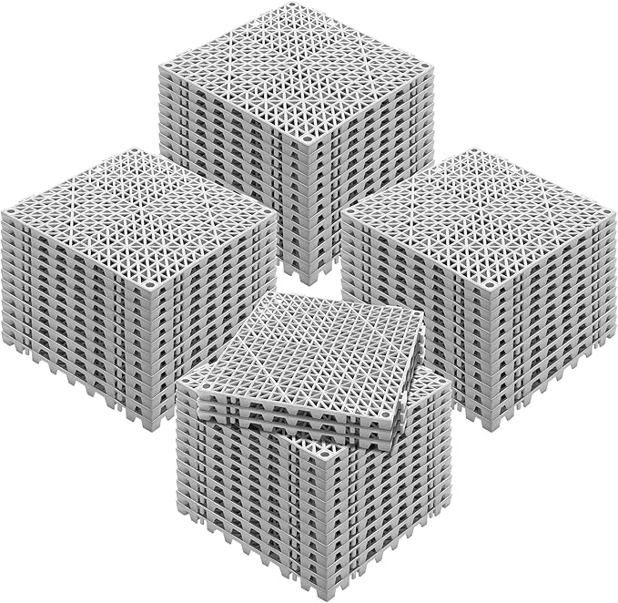 VEVOR Interlocking Tile 55PCS, Drainage Tiles 12" x 12" Splicing, Soft PVC Interlocking Drainage Floor Tiles, Non-Slip Drainage Holes for Restroom, Bathroom, Kitchen, Pool, Wet Areas, Grey