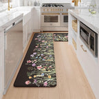 KIMODE Kitchen Mats Cushioned Anti Fatigue, Black Farmhouse Kitchen Rugs Sets of 2, Padded Kitchen Floor Mats, Non Slip Standing Mat for Sink, Laundry, Office, Desk 17"x59"+17"x29"