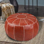 Decorative Pouf Foot Stool Round Unstuffed Leather Ottoman Cushion Storage seat or for Resting Your Feet on, Floor Chair Foot Living Room Bedroom Kids Room and Wedding (Rust)