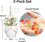 2 Pack Macrame Plant Hanger (for 8" Pot), Glass Beaded Plant Hangers Indoor Outdoor | Colorful Hanging Planters, Hanging Plants Holders | No Pot/Plant Included (2PK, for up to 8")