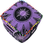CRAFT KALA Large Hippie Mandala Meditation Floor Ottoman Pillow Cushion Pouf Cover Square Poufs Cover Bohemian Circle Floor Cushion Cover Outdoor Living Room Decor 20X20X14 inches, Purple Burning Sun