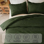 BEDELITE Boho King Size Comforter Set - Olive Green Tufted Striped Bed Set 3 Pieces, Soft Vintage Farmhouse Comforter for All Seasons, Boho Home Decor,Fluffy Jacquard Bedding with Pillow Sham