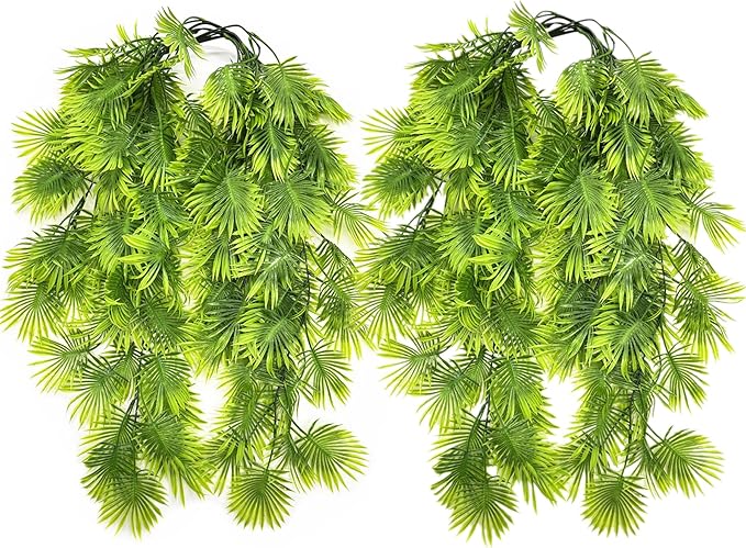 CATTREE Artificial Hanging Plants Fake Boston Vines Ferns Ivy Plant, Faux Vine Greenery Leaves Rattan for Outdoor UV Resistant for Wall Indoor Hanging Baskets Wedding Party DIY Garland Décor - 4 Pack