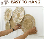 Wicker Wall Decor Set – Boho Basket Wall Art, Natural Woven Wall Art for Living Room Bedroom, Seagrass Decorative Plates For Wall Hanging, Flat and Lightweight