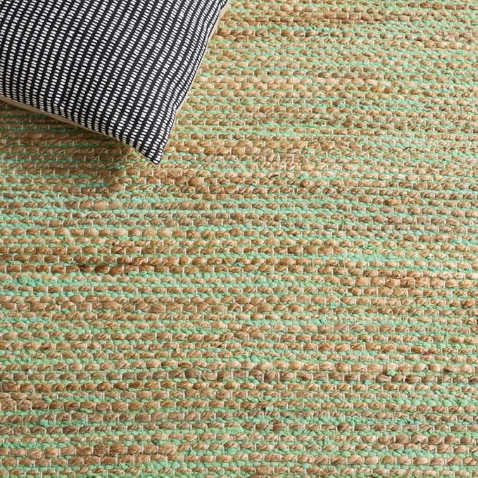 SAFAVIEH Area Rug 8x10 - Cape Cod Collection - Large - Green & Natural, Handmade Jute & Cotton, Ideal for Living Room, Bedroom, Dining Space (CAP236Y)