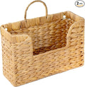 Set of 2 Magazine Holder Wall Basket Water Hyacinth Woven Mail Organizer, Wicker Wall Hanging Baskets for Magazines, Letters & Storage Decorative Mail Holder, Magazine Rack, 11.8x4.3x7.9 Inch