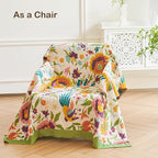 Boho Throw Blanket for Bed, 100% Organic Cotton Breathable Ultra Soft 60" x 80" Quilt Throw - All Season Floral Rustic Farmhouse Decor Luxury Reversible Blanket for Sofa Couch Chair and Gift
