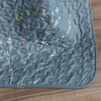 Exclusivo Mezcla 50"x 60" Quilted Throw Blanket- Microfiber Quilt Throw with Floral Pattern, Reversible Stone Blue Versatile Lap Quilt for All Seasons, Lightweight Throws for Bed/Couch/Sofa