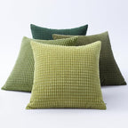 Softalker Throw Pillow Covers 20x20 Inch, Set of 4, Soft Corduroy Boho Stripe Decorative Pillow Cover, Couch Fluffy Pillow Cover for Farmhouse Home Decor Bed Living Room, Green