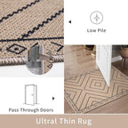 Tangsoo Modern Easy Jute Rug 5x7 Large Washable Area Rug for Dining Room,Geometric Ultra Thin Non-Slip Indoor Outdoor Rug,Farmhouse Carpet for Living Room Patio Bedroom