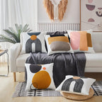Modern Tufted Chic Pillowcase,Simple Soft Aesthetic Boho Throw Pillow Covers 18x18,Colorful Bohemian Embroidered Sham for Indoor Bed Home Living Room-1 Pcs(Pink Brown Peach)