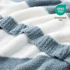 Snuggle Sac Blue Striped Throw Blanket, 50x60 Soft Reversible Fuzzy Knit Throw for Couch, Sofa, Bed, Travel, Cozy Plush Microfiber Blanket for Women & Gift Giving