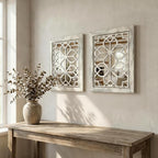 Set of 2 11x15 Inch Rectangular Shatterproof Grey Decorative Wall Mirrors, Boho Farmhouse Rustic Vintage Accent Mirrors for Living Room Bedroom Entryway & Home Decor