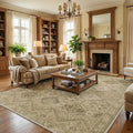 GENIMO 9x12 Area Rugs for Living Room, Machine Washable Non Slip Vintage Rugs, Low Pile Lightweight Print Rug for Bedroom, Dining Room, Home Office, Tan Brown