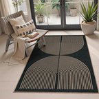 Lahome Enfys Modern Rainbow Easy Jute Outdoor Patio Rug, 3x5 Black Washable Rugs for Entryway Office Farmhouse Classroom Carpet, Contemporary Non Slip Front Door Mat for Porch Guestroom Room Decor