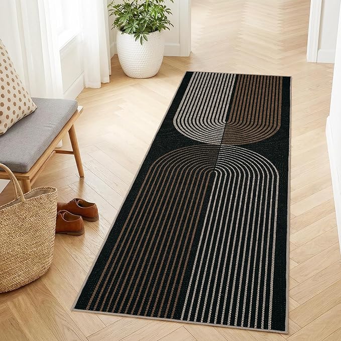 GarveeHome Easy Jute 2x6 Runner Rugs Modern Rainbow Rug for Hallway Kitchen Non Slip Indoor Outdoor Runner Door Mat for Laundry Porch