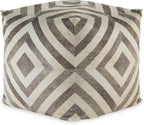 Signature Design by Ashley Hartselle Casual Geometric Patterned Pouf 18 x 18 Inches, Beige & Light Brown