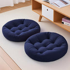 2Pcs Floor Pillows for Adults, Meditation Cushions, 22x22 Inch Large Round Sitting Cushion Living Room Memory Foam Pillow for Sitting (2, Navy, 22x22x4 Inch)