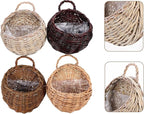 Yardwe Woven Rattan Flower Basket Hanging Planter 3.1X3.1X9 Inches Wicker Wall Basket for Indoor Outdoor Garden Decor and Plant Display