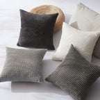 Topfinel 4 Packs Grey Decorative Throw Pillow Covers 22x22 Inch for Living Room Couch Bed Sofa, Boho Western Farmhouse Home Decor, Square Soft Moss Corduroy Fall Cushion Case 55x55 cm