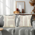 Oudain 2 Pcs Black and White Tufted Pillow Covers Boho Chunky Geometric Decorative Throw Pillow Case 18 x 18 Inches Abstract Pillowcases for Bed Couch(White Cream, Classic Style)