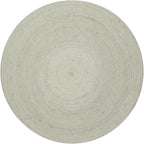 Circle Area Rug - 3 Ft' Round White Natural Jute Mat Geometric Kilim Rug Indoor Outdoor Use Flatweave Rugs for Bedroom Bedside Round Dining Table Mat Hall & Kitchen