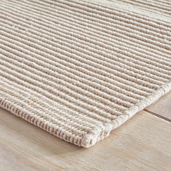 Dash & Albert Haverhill Natural Handwoven Cotton Rug, 9.5 X 13.5 Feet, Ivory Solid Pattern