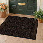 Dark Brown Easy Jute 2x3 Indoor Outdoor Rug for Entryway Porch, Checkered Boho Washable Kitchen Throw Rugs, Modern Farmhouse Diamond Front Door Mat Indoor Entrance, Bathroom, Non Slip Stain Resistant