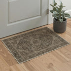 GENIMO 5x7 Area Rugs for Living Room, Machine Washable Non Slip Vintage Rugs, Low Pile Lightweight Chenille Print Rug for Bedroom, Dining Room, Home Office, Vintage Chocolate