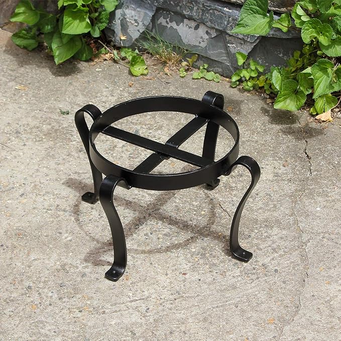 Achla Designs Patio Flower Pot Plant Stand, 8-in H Black