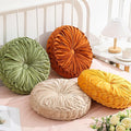 Round Throw Pillows Decorative Pleated Throw Pillows 15'' Diameter Accent Pumpkin Boho Chair Cushion for Couch Sofa Home Decoration(Fall Color,4 Pcs)