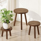 Bamworld Plant Stands Indoor 3 Pack Single Plant Stand for Multiple Plants Corner Plant Stool Wooden Plant Stands for Patio Garden Balcony Living Room Bedroom(Brown)