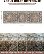 Washable Runner Rug 2.6x8 Runners for Hallways, Ultra-Thin Carpet Runners for Entryway Anti Slip Backing Runner Rugs for Kitchen Laundry Room Indoor Hallway (Grey/Brown/Tan)