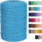 Cotton Macrame Cord 3mm 328yards Natural Colored Macrame Supplies, Soft Craft Cotton Rope for Plant Hanger Wall Hanger Dreamcatcher (Dodger Blue)