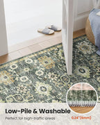 AMADA HOMEFURNISHING 9x12 Washable Area Rug, Low-Profile Large Area Rug with Non-Slip Backing & Durable Edge Binding, Vintage Large Rugs for Living Room, Bedroom & Dining Room