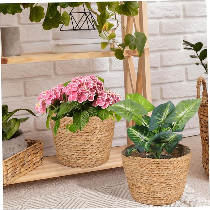 Rustic Woven Plant Baskets Indoor Rattan Flower Planter for Wedding Party Decorations