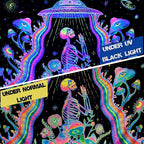 Galoker Blacklight Skeleton Tapestry Fantasy Plant Floral Tapestry UV Reactive Alien UFO Tapestries Galaxy Space Tapestries Wall Hanging for Home Decor(H70.8×W92.5 inches)