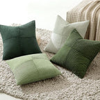 MIULEE Spring Green Decorative Throw Pillow Covers 16x16 Inch Set of 4 Boho Farmhouse Cushion Covers Mordern Nordic Pillow Cases Soft Corduroy Gradient Home Decor for Couch Sofa Living Room Bed