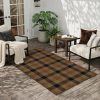 Neutral 3x6 Area Rug Indoor Entrance - Easy Jute Brown Checkered Rug for Entryway, Kitchen, Small Living Room, Earthy & Coffee Rustic Accent Décor