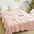 Aganear Flannel Throw Blanket - Cozy Soft Lightweight Fuzzy Portable Throw Blankets, Boho Decor for Home, Warm Gifts for Birthday, Christmas, Halloween, Housewarming(50"x60", Pink)